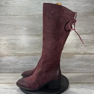 Born Women's Felicia Distressed Suede Leather Burgundy Tall Boots Size 5